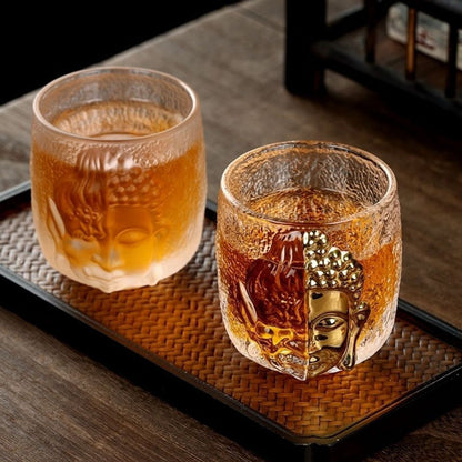 Borosilicate Glass Buddha Tea Cup 100ml | Golden Transparent