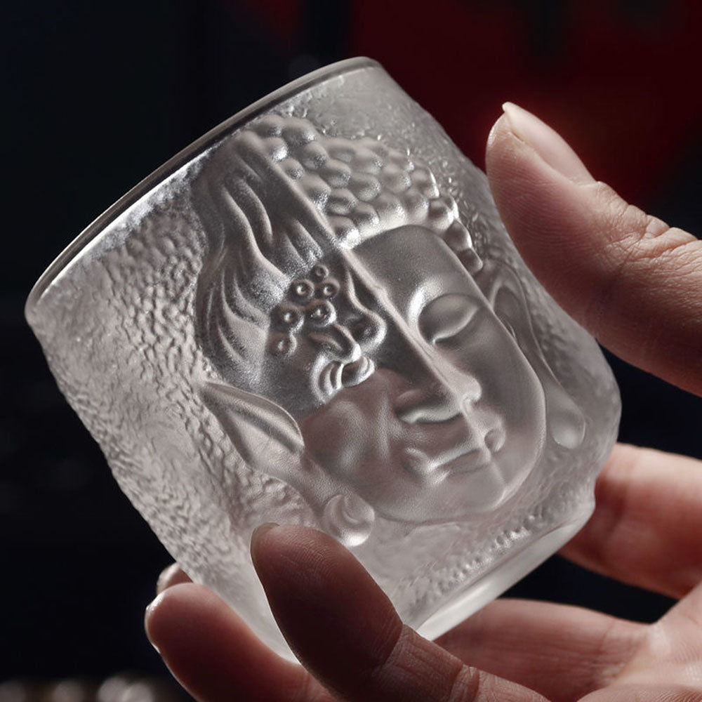 Borosilicate Glass Buddha Tea Cup 100ml | Golden Transparent