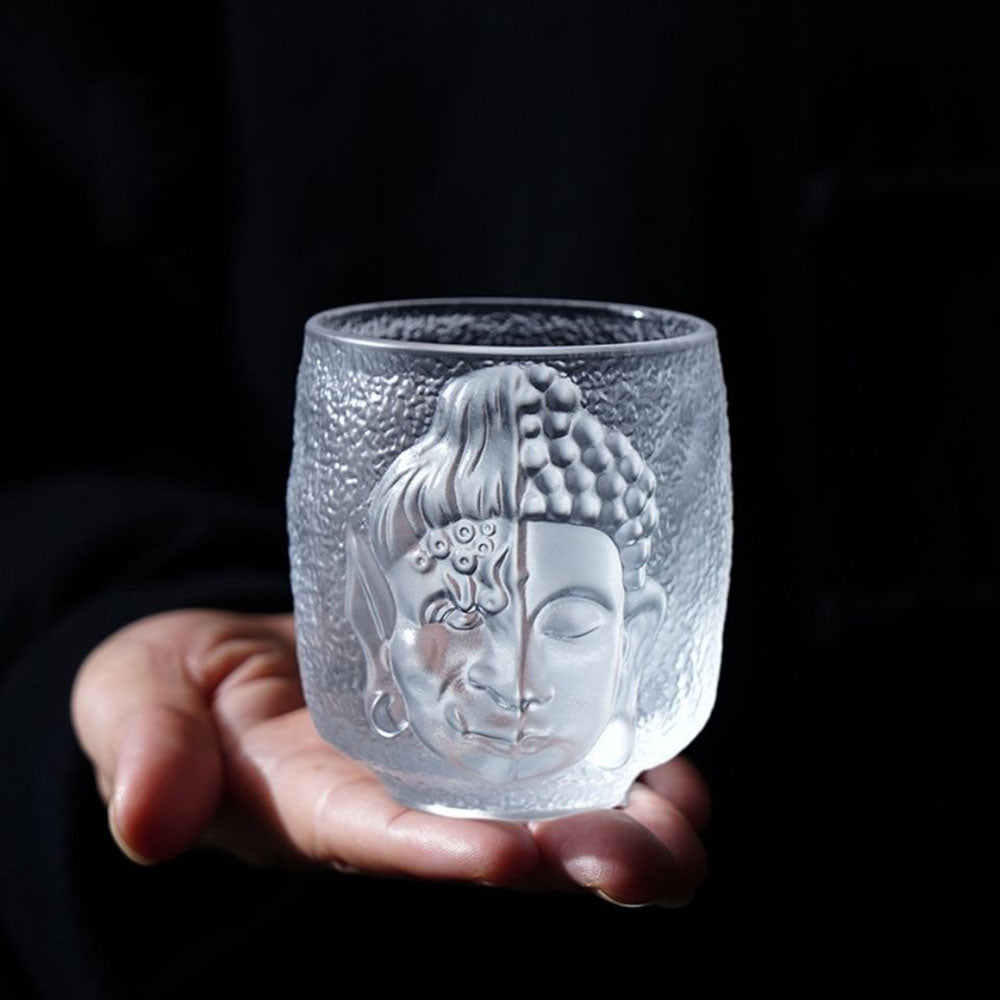 Borosilicate Glass Buddha Tea Cup 100ml | Golden Transparent