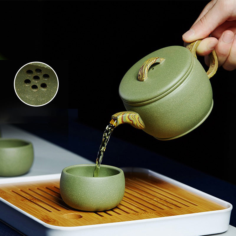 Handmade Green Clay Gongfu Tea Set | 5-Piece
