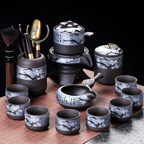 Automatic Tea Set Purple Clay Yixing Teapot 11-Piece