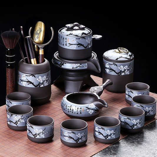 Automatic Tea Set Purple Clay Yixing Teapot 11-Piece