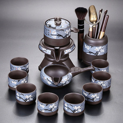 Automatic Tea Set Purple Clay Yixing Teapot 11-Piece