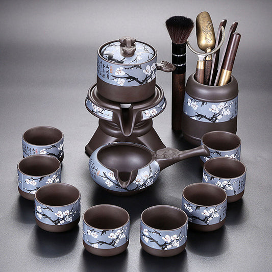 Automatic Tea Set Purple Clay Yixing Teapot 11-Piece