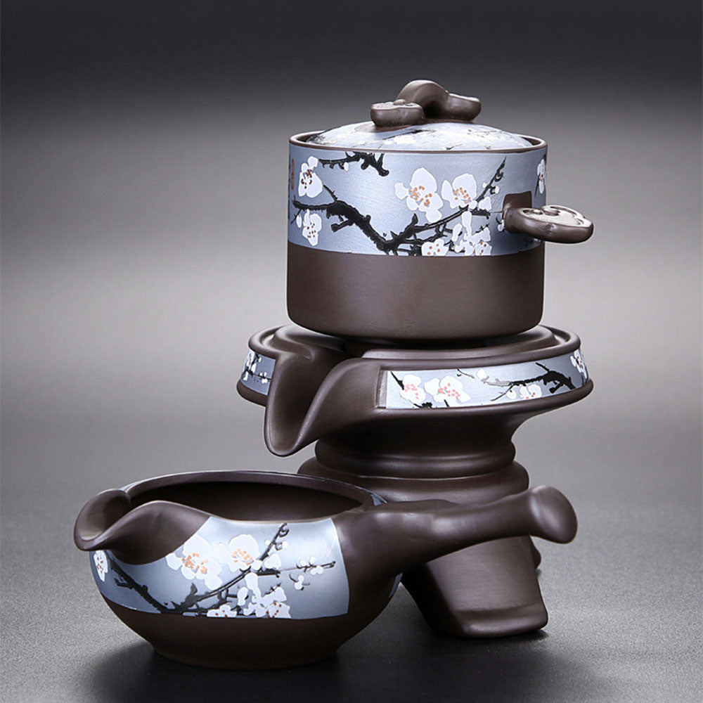 Automatic Tea Set Purple Clay Yixing Teapot 11-Piece