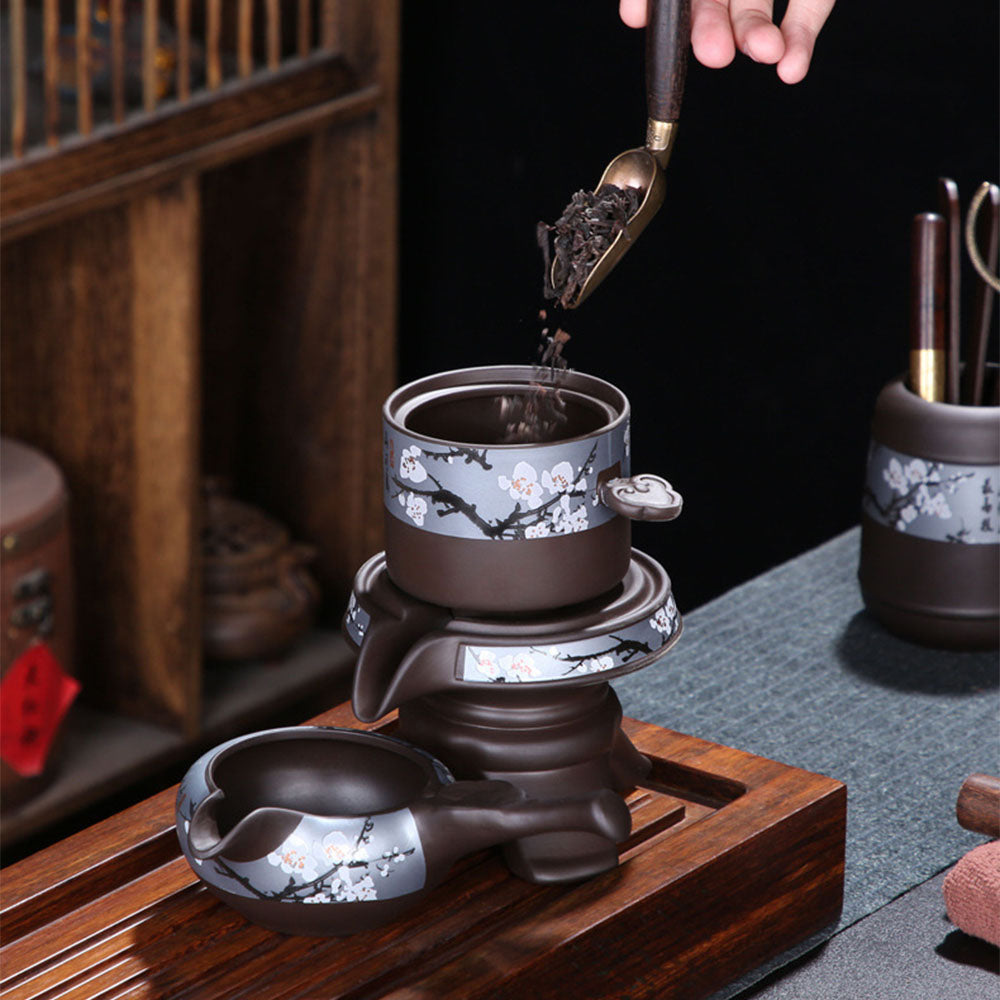 Automatic Tea Set Purple Clay Yixing Teapot 11-Piece