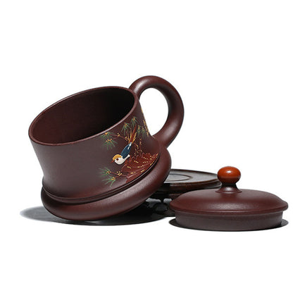 Magpie Tea Cup Yixing Purple Clay Lidded Zisha 320ml Gift