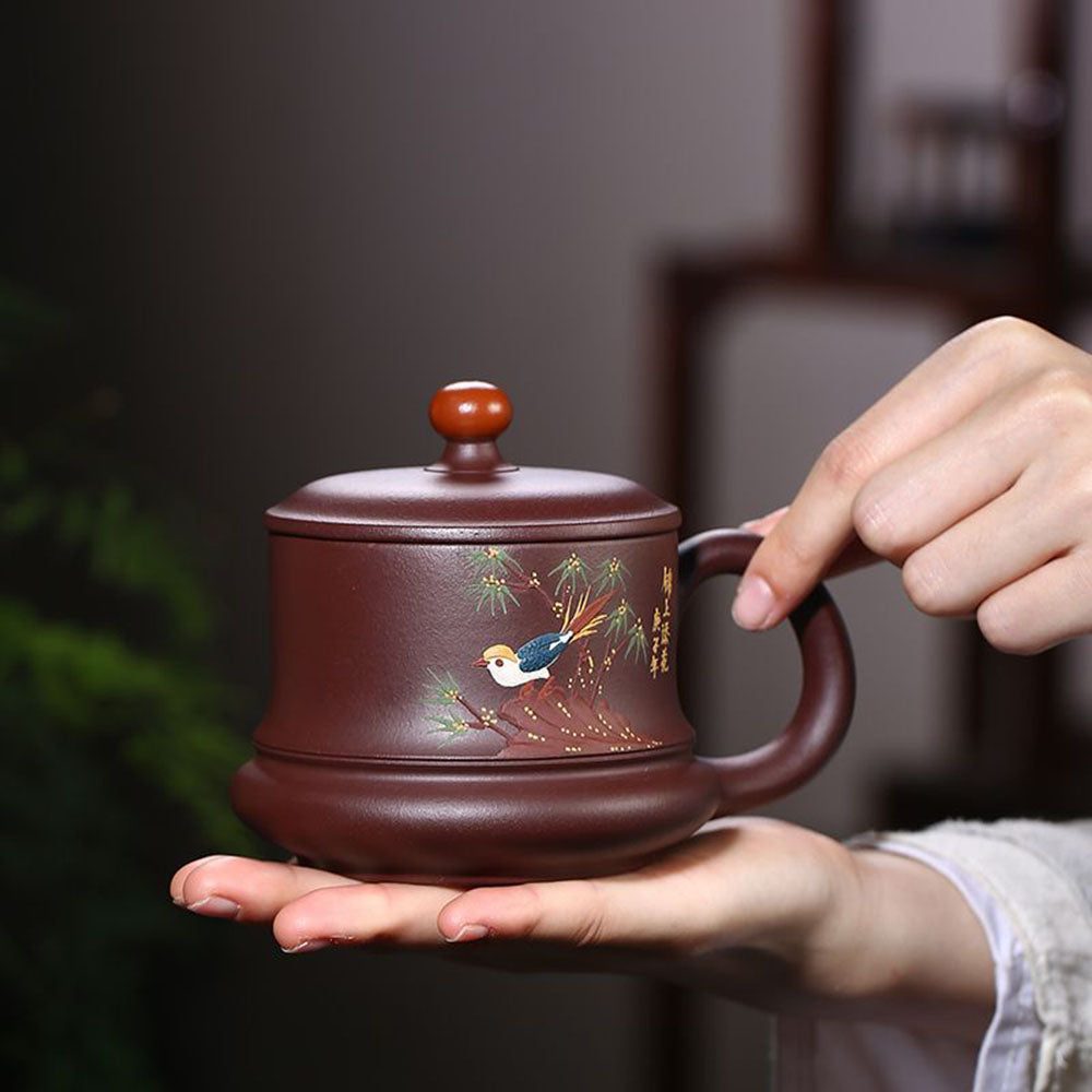 Magpie Tea Cup Yixing Purple Clay Lidded Zisha 320ml Gift