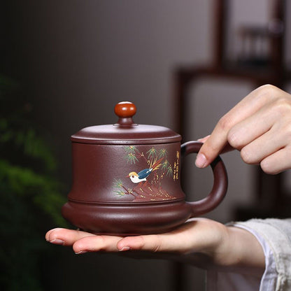 Magpie Tea Cup Yixing Purple Clay Lidded Zisha 320ml Gift