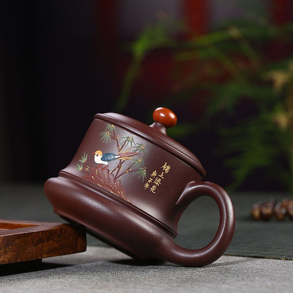Magpie Tea Cup Yixing Purple Clay Lidded Zisha 320ml Gift