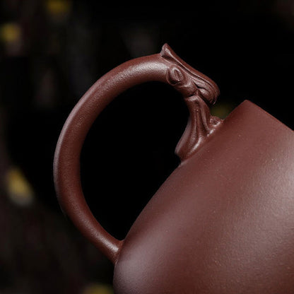Yixing Purple Clay Dragon Tea Cup with Infuser & Pi Xiu Lid