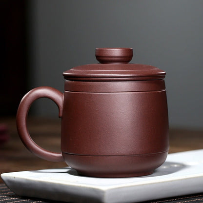Tea Cup with Infuser Yixing Zisha Zen Inscription Lid 410ml