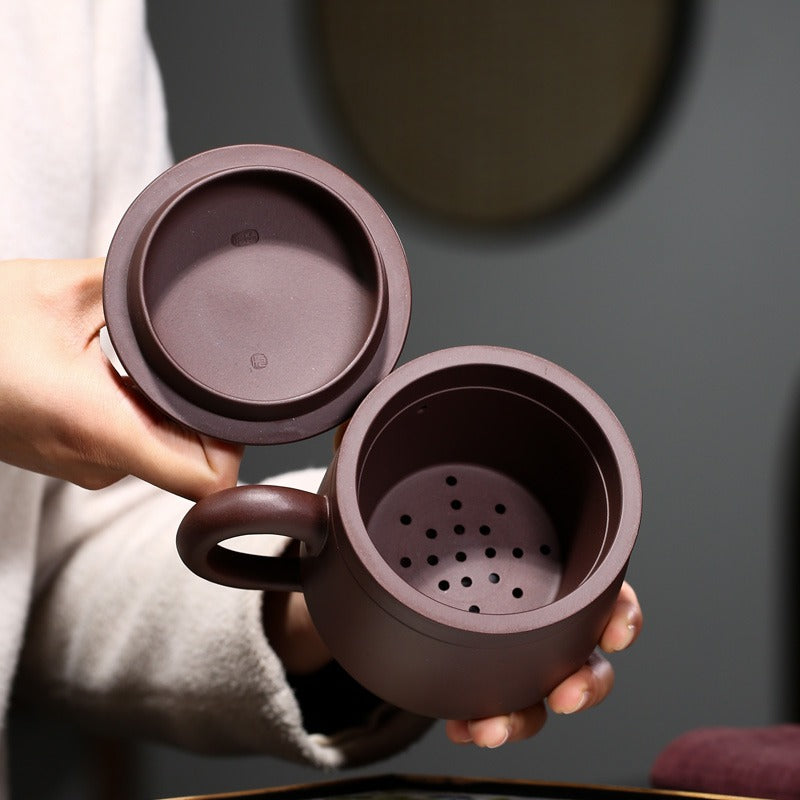 Tea Cup with Infuser Yixing Zisha Zen Inscription Lid 410ml