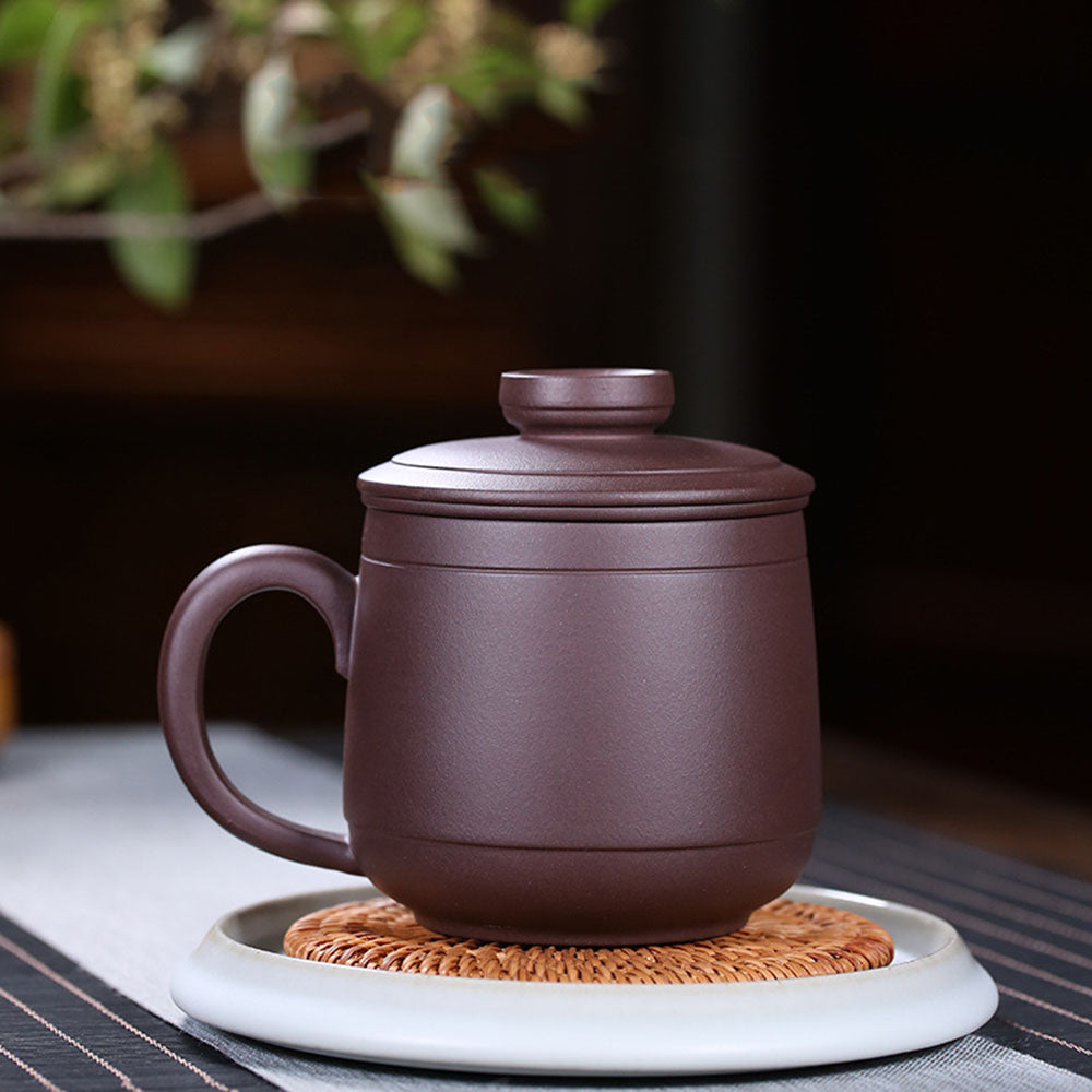 Tea Cup with Infuser Yixing Zisha Zen Inscription Lid 410ml