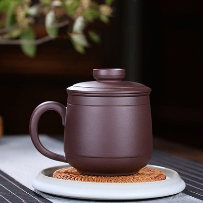 Tea Cup with Infuser Yixing Zisha Zen Inscription Lid 410ml