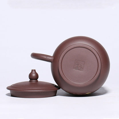 Zisha Tea Cup Peony Relief Lid Yixing Purple Clay 400ml