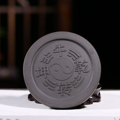 Chinese Tea Pet Yixing Clay Buffalo Bagua Feng Shui Decor