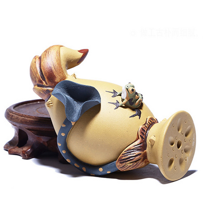 Lotus Frog Tea Pet Yixing Clay Lotus Root Nature Tray Gift