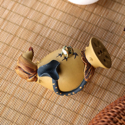 Lotus Frog Tea Pet Yixing Clay Lotus Root Nature Tray Gift
