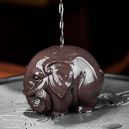 Elephant Tea Pet Yixing Clay Round Auspicious 2 Colors Tray