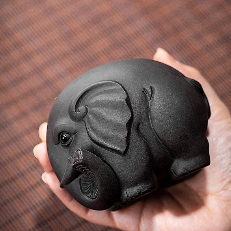 Elephant Tea Pet Yixing Clay Round Auspicious 2 Colors Tray
