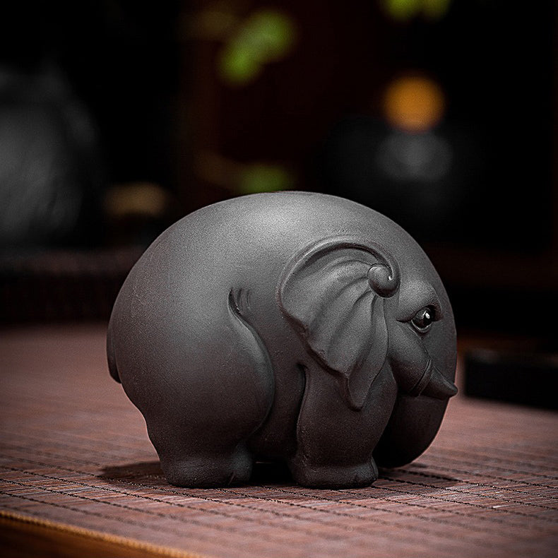 Elephant Tea Pet Yixing Clay Round Auspicious 2 Colors Tray