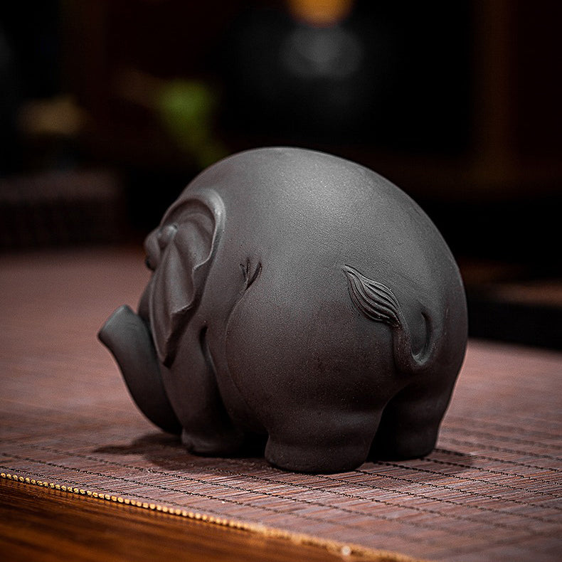 Elephant Tea Pet Yixing Clay Round Auspicious 2 Colors Tray