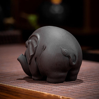 Elephant Tea Pet Yixing Clay Round Auspicious 2 Colors Tray