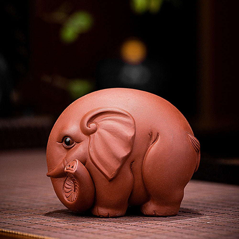 Elephant Tea Pet Yixing Clay Round Auspicious 2 Colors Tray