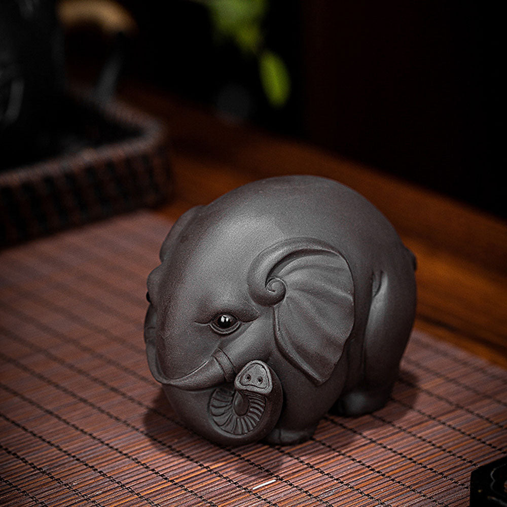 Elephant Tea Pet Yixing Clay Round Auspicious 2 Colors Tray
