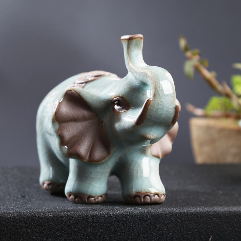 Tea Pet Elephant Ruyao Porcelain Gongfu Tea Tray Figurine
