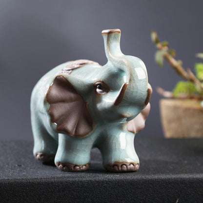 Tea Pet Elephant Ruyao Porcelain Gongfu Tea Tray Figurine