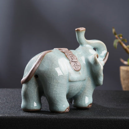 Tea Pet Elephant Ruyao Porcelain Gongfu Tea Tray Figurine