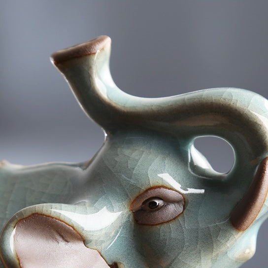 Tea Pet Elephant Ruyao Porcelain Gongfu Tea Tray Figurine
