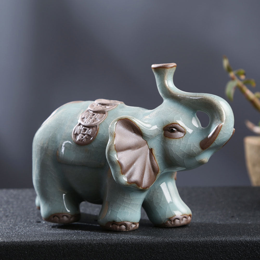 Tea Pet Elephant Ruyao Porcelain Gongfu Tea Tray Figurine