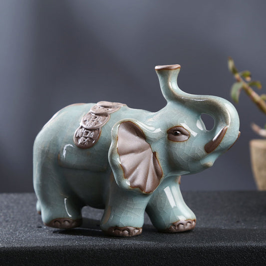 Tea Pet Elephant Ruyao Porcelain Gongfu Tea Tray Figurine