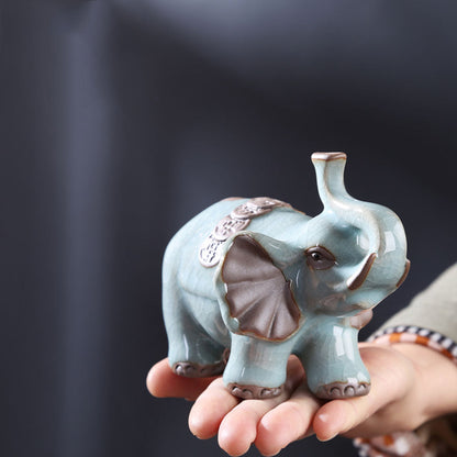 Tea Pet Elephant Ruyao Porcelain Gongfu Tea Tray Figurine