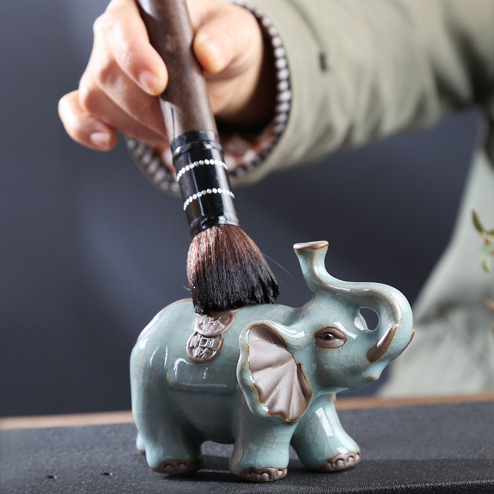 Tea Pet Elephant Ruyao Porcelain Gongfu Tea Tray Figurine