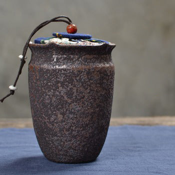 Coarse Pottery Tea Caddy | Iron Style Airtight Canister