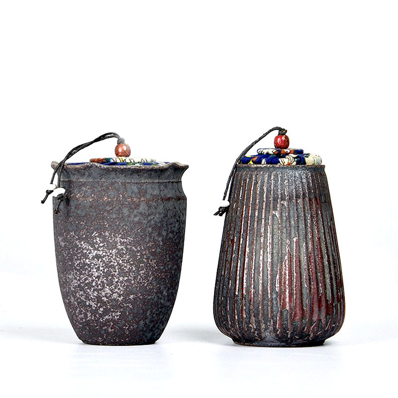Coarse Pottery Tea Caddy | Iron Style Airtight Canister