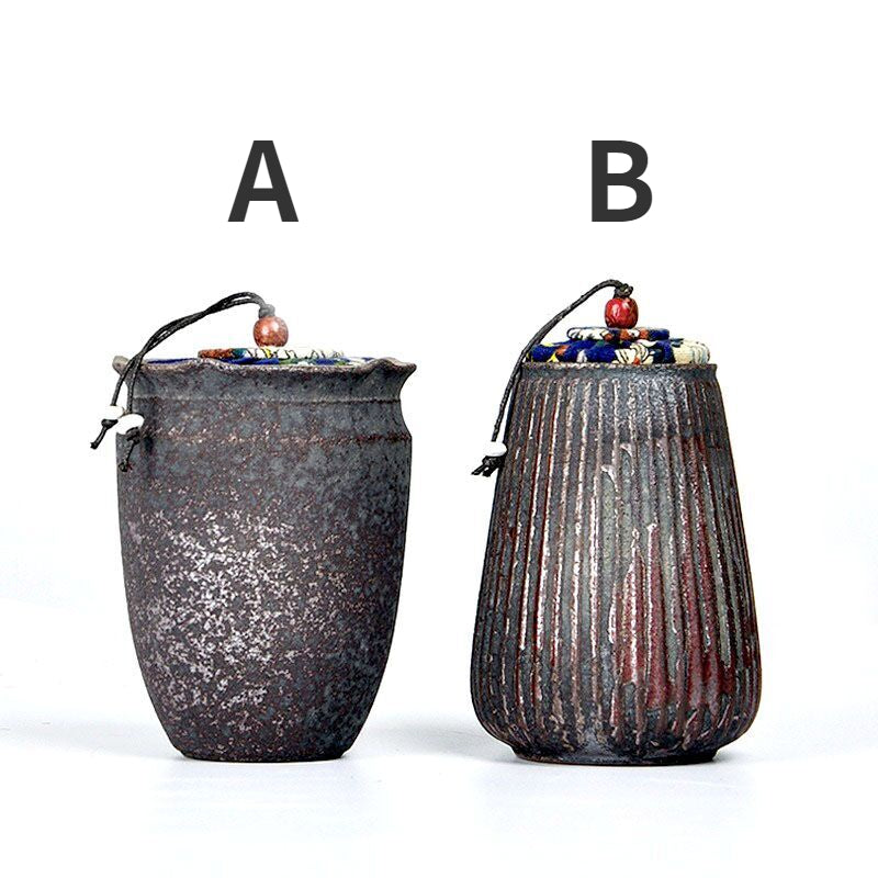 Coarse Pottery Tea Caddy | Iron Style Airtight Canister