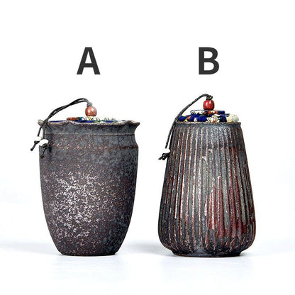 Coarse Pottery Tea Caddy | Iron Style Airtight Canister