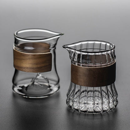 Glass Tea Pitcher Bamboo Handle | Fair Cup 265ml 2 Styles