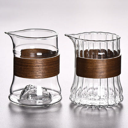 Glass Tea Pitcher Bamboo Handle | Fair Cup 265ml 2 Styles