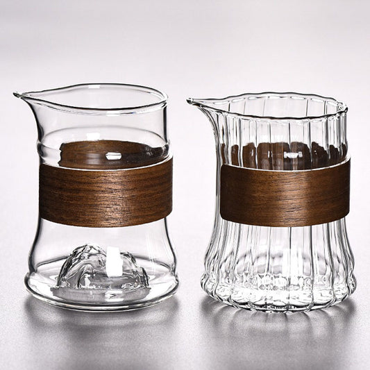 Glass Tea Pitcher Bamboo Handle | Fair Cup 265ml 2 Styles