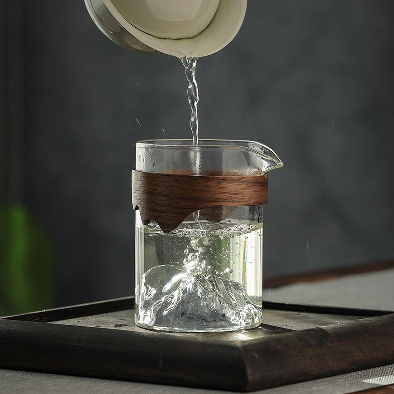 Glass Fair Cup Bamboo Handle – Mountain Design 330ml