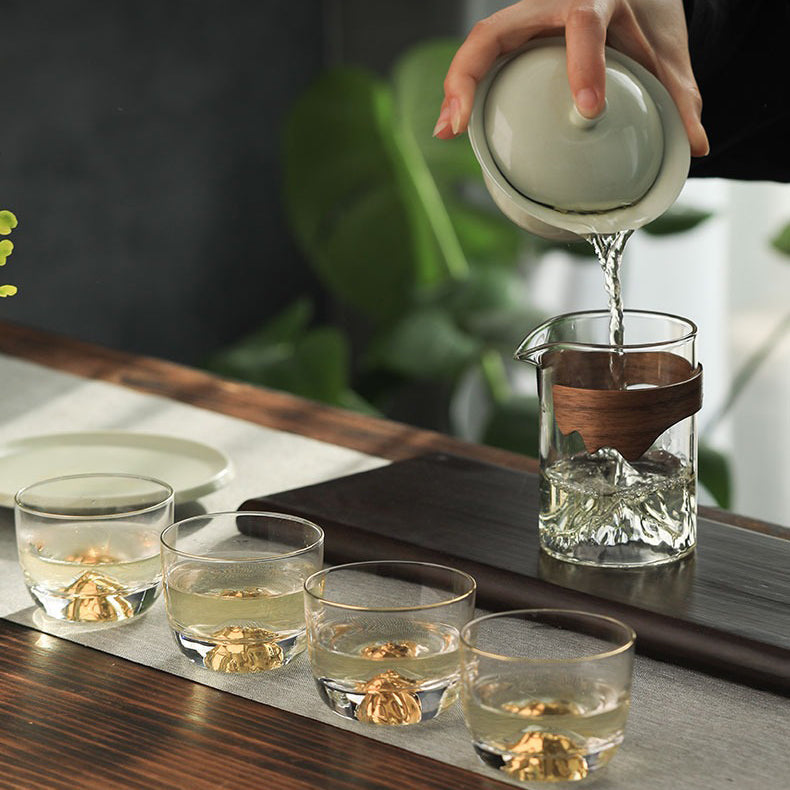 Glass Fair Cup Bamboo Handle – Mountain Design 330ml