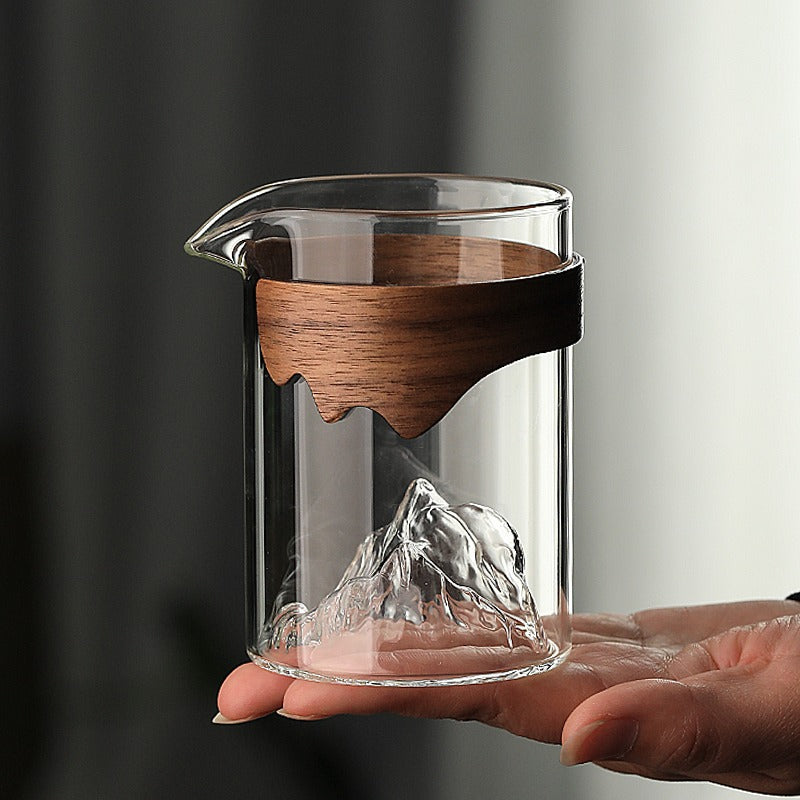 Glass Fair Cup Bamboo Handle – Mountain Design 330ml