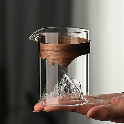 Glass Fair Cup Bamboo Handle – Mountain Design 330ml