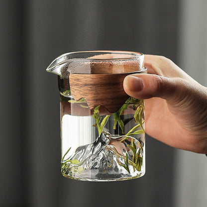 Glass Fair Cup Bamboo Handle – Mountain Design 330ml